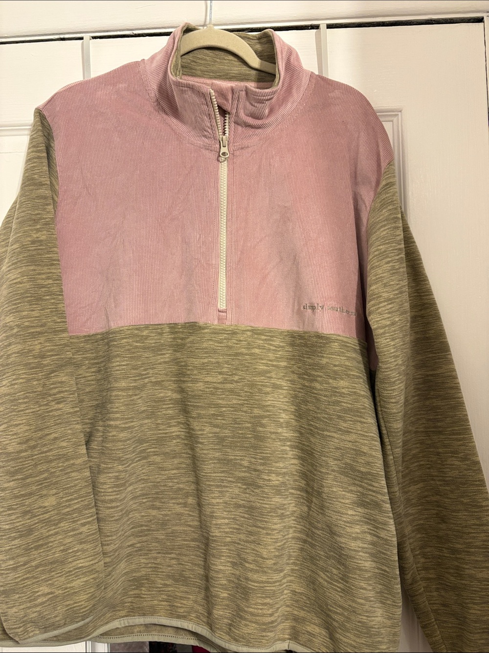 Simply Southern Pink and Olive Half-Zip Pullover size XXL PtP 24